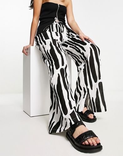 Pantalon imprimé à taille élastique en gaze - Noir et blanc - Asos Design - Modalova