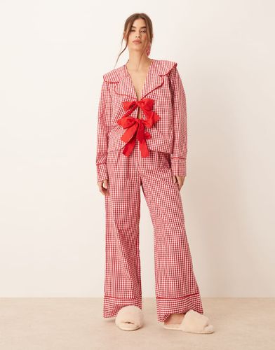 Pantalon large d'ensemble de pyjama - Vichy rouge - Asos Design - Modalova