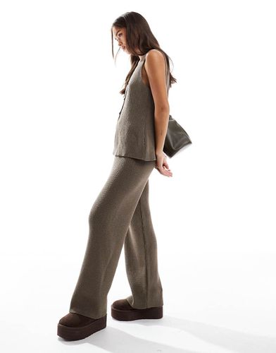 Pantalon large d'ensemble en maille - Taupe foncé - Asos Design - Modalova