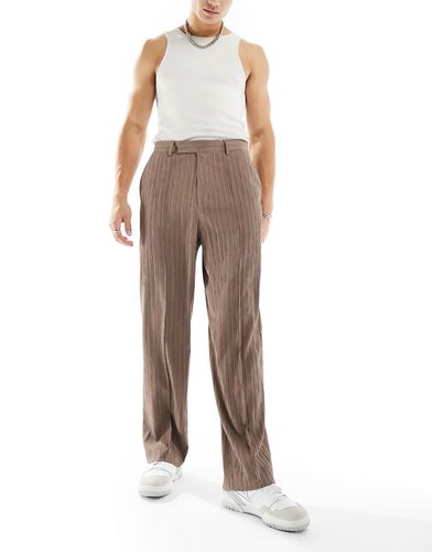 Pantalon large élégant en tissu texturé - Marron - Asos Design - Modalova