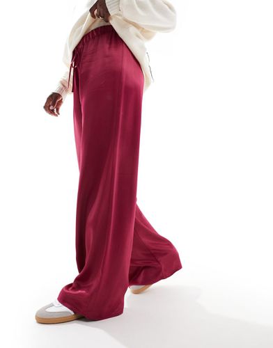 Pantalon large satiné - lie-de-vin - Asos Design - Modalova