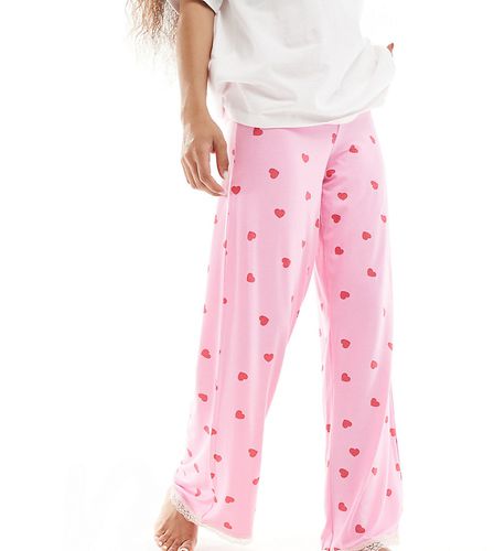 Petite - Mix & Match - Pantalon de pyjama super doux à imprimé caurs - Asos Design - Modalova