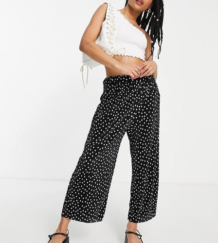 ASOS DESIGN Petite - Jupe-culotte ample et plissée à pois - Noir et blanc - Asos Petite - Modalova