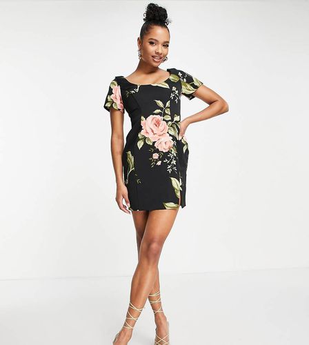 ASOS DESIGN Petite - Robe courte fendue avec imprimé fleurs et manches courtes - Asos Petite - Modalova