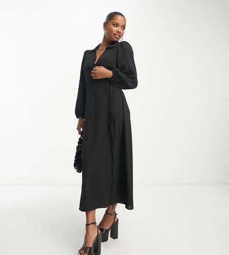 ASOS DESIGN Petite - Robe mi-longue cache-caur avec col - Asos Petite - Modalova