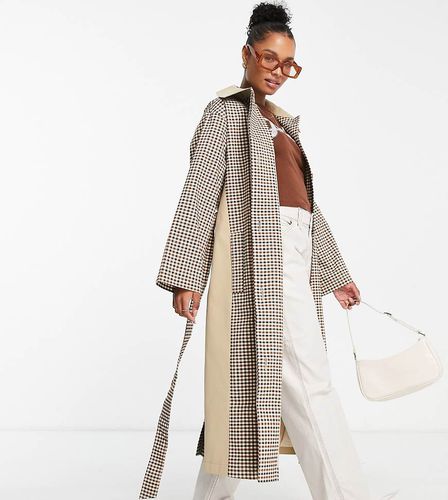 ASOS DESIGN Petite - Trench-coat à carreaux - Taupe - Asos Petite - Modalova