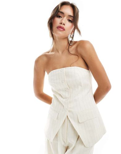 Premium - Top bustier long et ajusté à rayures - Crème - Asos Design - Modalova