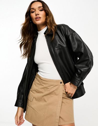 Premium - Bomber en cuir véritable avec col - Asos Design - Modalova