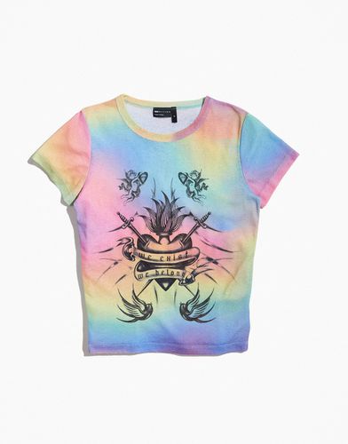 PRIDE - T-shirt unisexe court en tulle effet tie-dye tie avec imprimé devant - Arc-en-ciel - Asos Design - Modalova