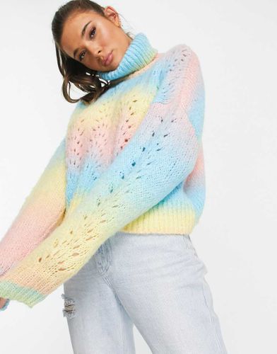 Pull à col roulé en maille pointelle teinte par sections - Asos Design - Modalova