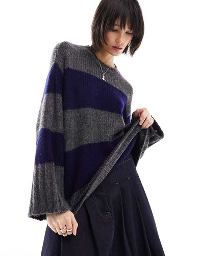 Pull oversize - Anthracite et bleu marine rayé - Asos Design - Modalova