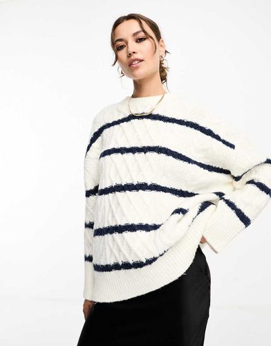 Pull oversize en maille torsadée à rayures - Asos Design - Modalova