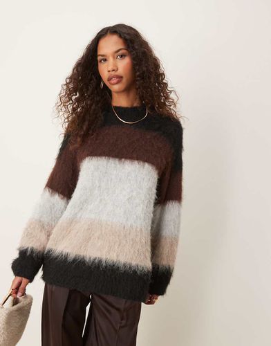 Pull ras de cou brossé oversize à rayures - Asos Design - Modalova