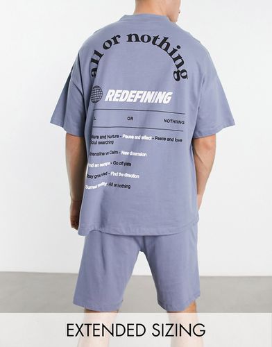 Pyjama avec t-shirt et short à inscription - Gris - Asos Design - Modalova