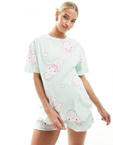 Pyjama de grossesse avec short et t-shirt oversize à imprimé lapin - Asos Design - Modalova