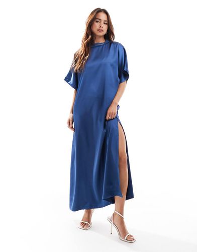 Robe t-shirt mi-longue en satin - denim - Asos Design - Modalova