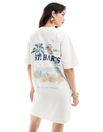 Robe t-shirt courte et oversize à imprimé St. Barts - Crème - Asos Design - Modalova