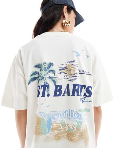 Robe t-shirt courte et oversize à imprimé St. Barts - Crème - Asos Design - Modalova