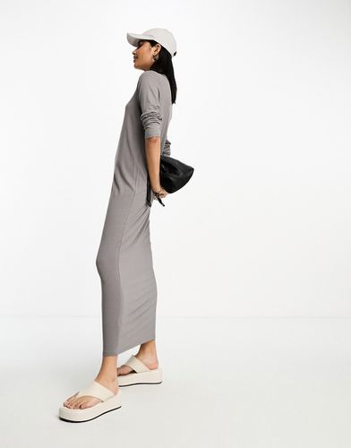 Robe t-shirt longue à manches longues - Anthracite - Asos Design - Modalova