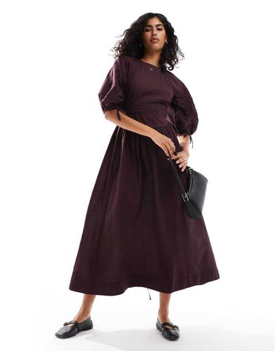 Robe à carreaux mi-longue avec liens noués à la taille - Bordeaux - Asos Design - Modalova