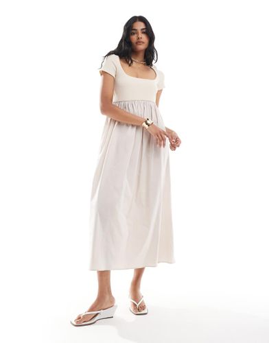 Robe ample mi-longue avec corsage ctel - Taupe - Asos Design - Modalova