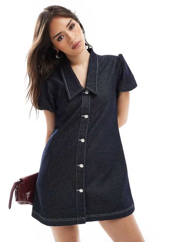 Robe avec col et manches bouffantes - brut dlav - Asos Design - Modalova