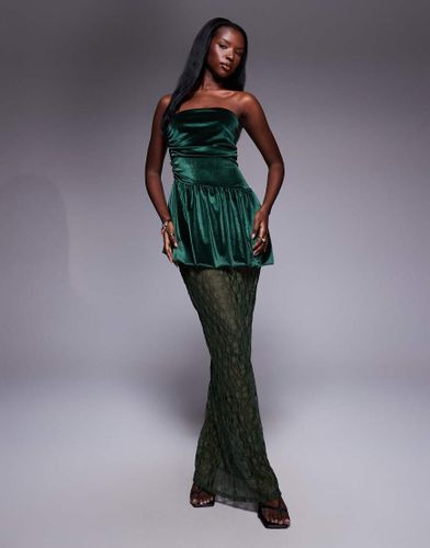 Robe bandeau mi-longue en velours avec basques et jupe en dentelle - Asos Design - Modalova