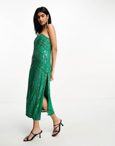 Robe bandeau mi-longue ergonomique à ornements - Vert - Asos Design - Modalova