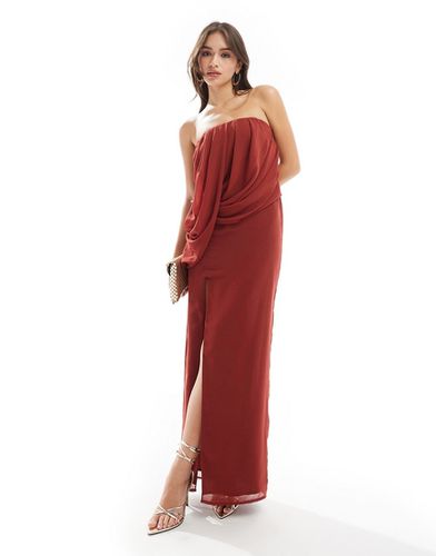 Robe bandeau longue effet drapé - Rouge brûlé - Asos Design - Modalova