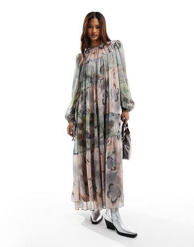 Robe babydoll longue à imprimé fleurs variées - Asos Design - Modalova