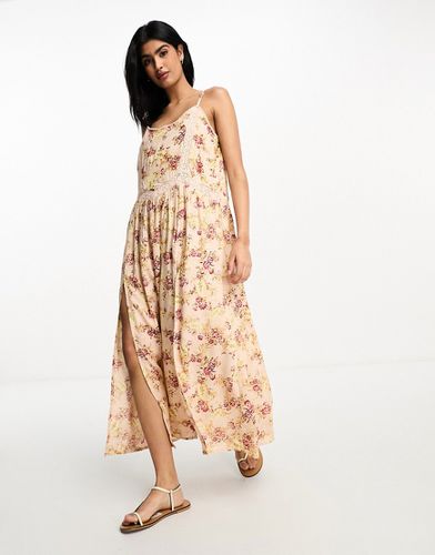 Robe caraco mi-longue en dentelle échelle avec double fente sur la cuisse - Fleurs vintage - Asos Design - Modalova