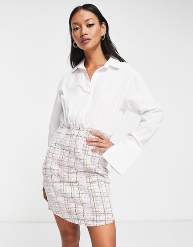 Robe chemise courte 2-en-1 avec jupe en tissu bouclé - Asos Design - Modalova
