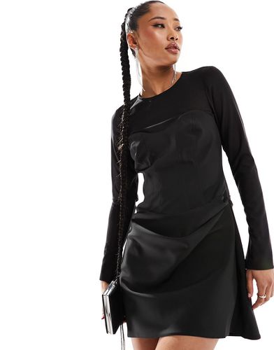 Robe corset courte avec détail fleur et manches en tulle - Asos Design - Modalova