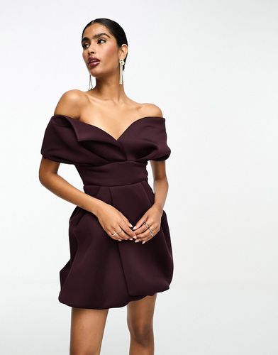 Robe courte coupe boule à épaules dénudées - Aubergine - Asos Design - Modalova