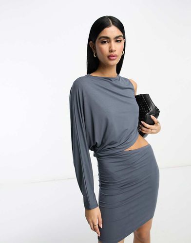 Robe courte asymétrique avec découpe à la taille - Gris ardoise - Asos Design - Modalova