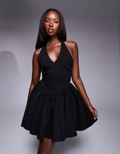 Robe courte dos nu en jean - Noir - Asos Design - Modalova