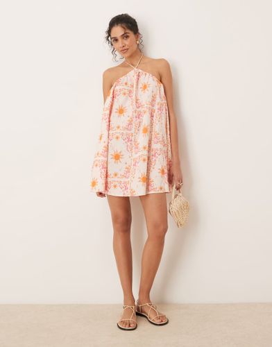 Robe courte trapze en coton imprim - Asos Design - Modalova