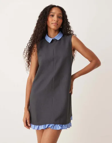 Robe droite courte avec col chemise contrastant - Asos Design - Modalova
