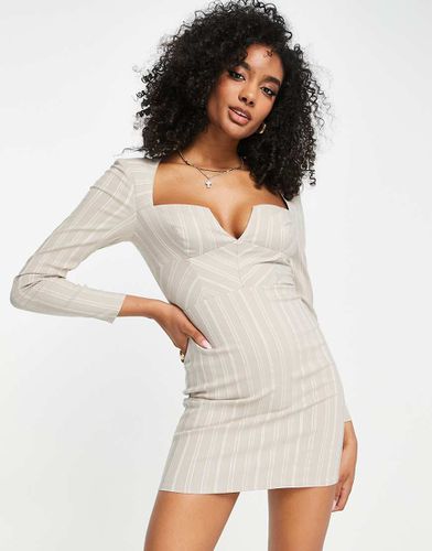 Robe fourreau courte à épaulettes et rayures - Beige - Asos Design - Modalova