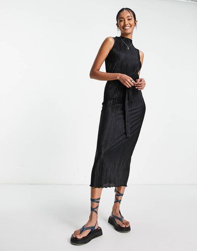 Robe fourreau mi-longue sans manches plissée avec ceinture à nouer - Asos Design - Modalova