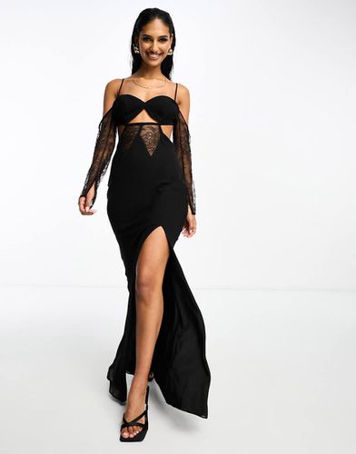 Robe longue corset à épaules nues et empiècements en dentelle - Asos Design - Modalova