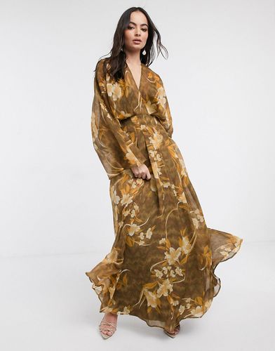 Robe longue à imprimé fleuri oversize avec manches kimono - Asos Design - Modalova