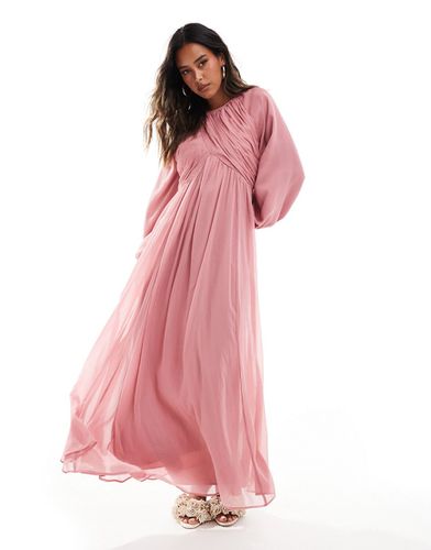 Robe longue à manches bouffantes et corsage effet croisé - Vieux - Asos Design - Modalova