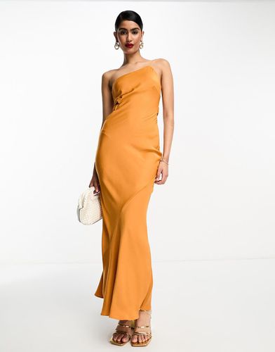 Robe longue asymétrique en satin avec bande élastique et découpes - coucher de soleil - Asos Design - Modalova