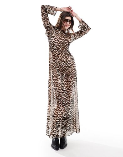 Robe longue dos échancré en mousseline - Imprimé léopard - Asos Design - Modalova