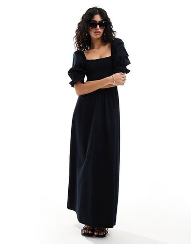 Robe longue en denim doux à manches bouffantes - Asos Design - Modalova