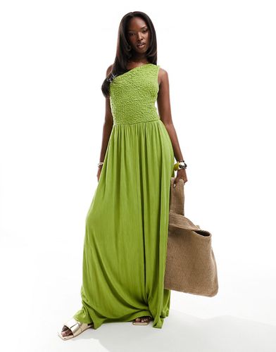 Robe longue et asymétrique à détail froncé effet froissé - Chartreuse - Asos Design - Modalova
