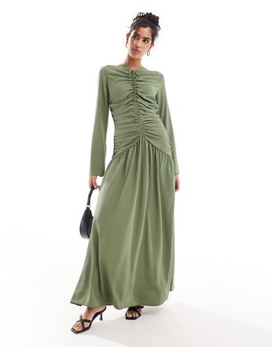 Robe longue froncée devant - Kaki - Asos Design - Modalova