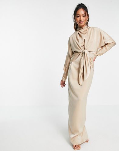 Robe longue nouée devant à manches chauve-souris - Asos Design - Modalova