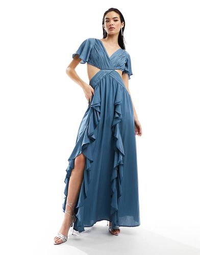 Robe longue volantée à manches évasées et découpes à la taille - Asos Design - Modalova